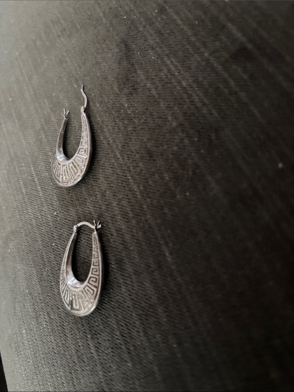 .925 Sterling HOOP EARRINGS real solid Silver Fine Jewelry 1990s Vntg teardrop - Picture 9 of 9